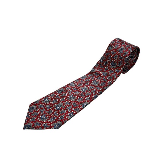 Christian Dior Silk Neck Tie Red Blue Paisley Made in USA Fabric Italy Used - Picture 1 of 4